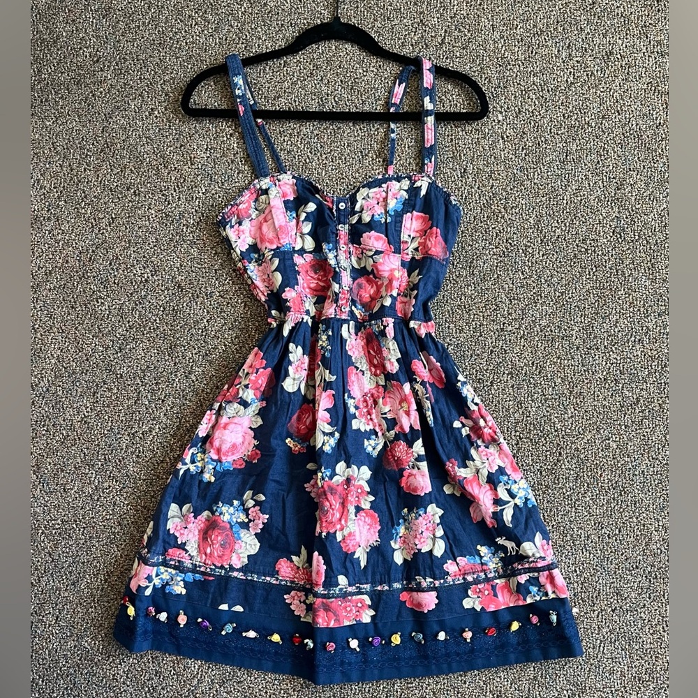 COPY - Abercrombie & Fitch Blue and Pink Sundress Spaghetti Strap Midi
